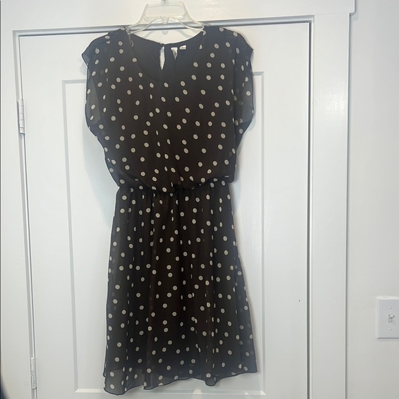Tacera Brown and White polka dot Casual Dress size large. - Picture 3 of 10